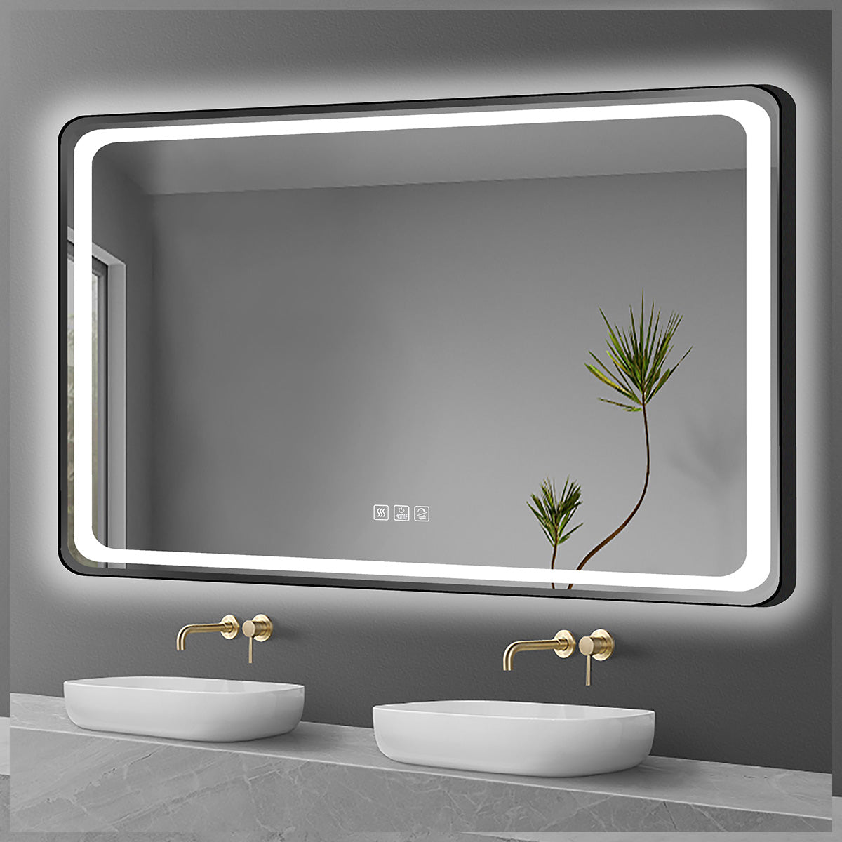 56" LED Mirror (Matte Black) Miles Series tempered glass 5X stronger