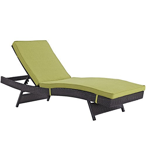 Modway Convene Wicker Rattan Outdoor Patio Chaise Lounge Chair in Espresso