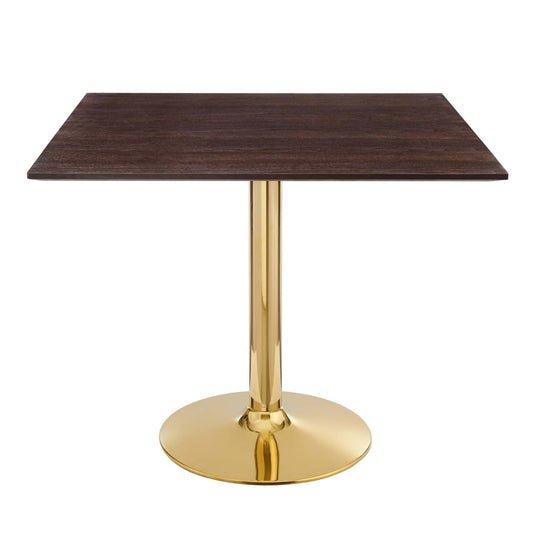 Verne 35" Square Dining Table Gold Cherry Walnut