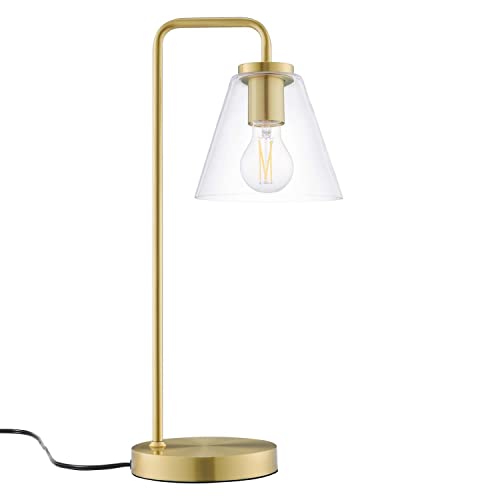 Modway Element Contemporary Glass/Iron/PVC Table Lamp in Satin Brass