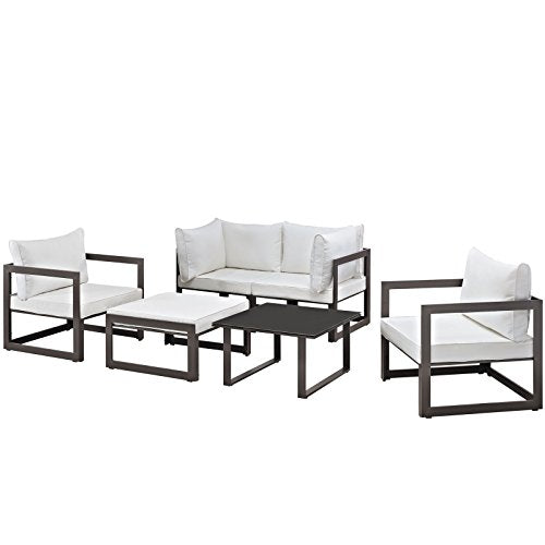 Modway Fortuna 6-Piece Aluminum Outdoor Patio Sectional Sofa Set