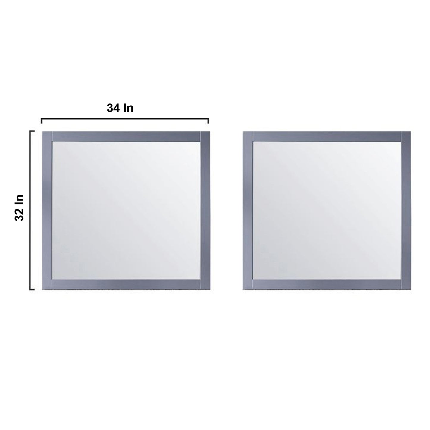 Marsyas 84" Dark Grey Double Vanity, no Top and 34" Mirrors