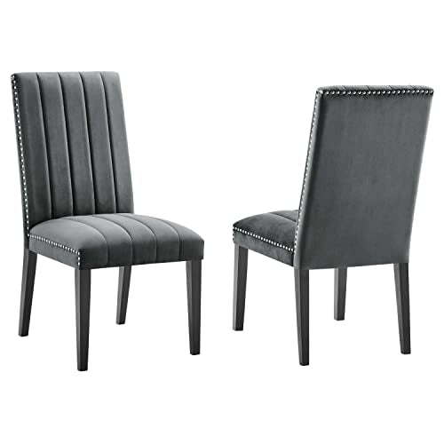 Modway Gray Catalyst Velvet Set of 2 Dining Side Chairs EEI-5081-GRY