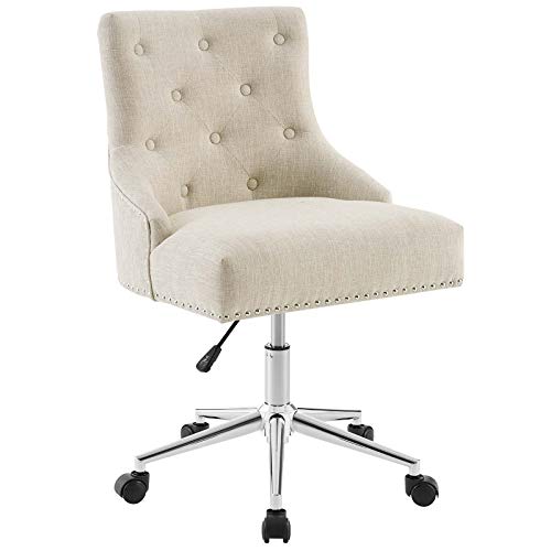 Modway Regent Tufted Button Faux Leather Swivel Office Chair with Trim