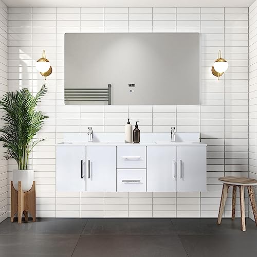 Lexora Geneva Bath Vanity, White Quartz Top, and Faucet Set