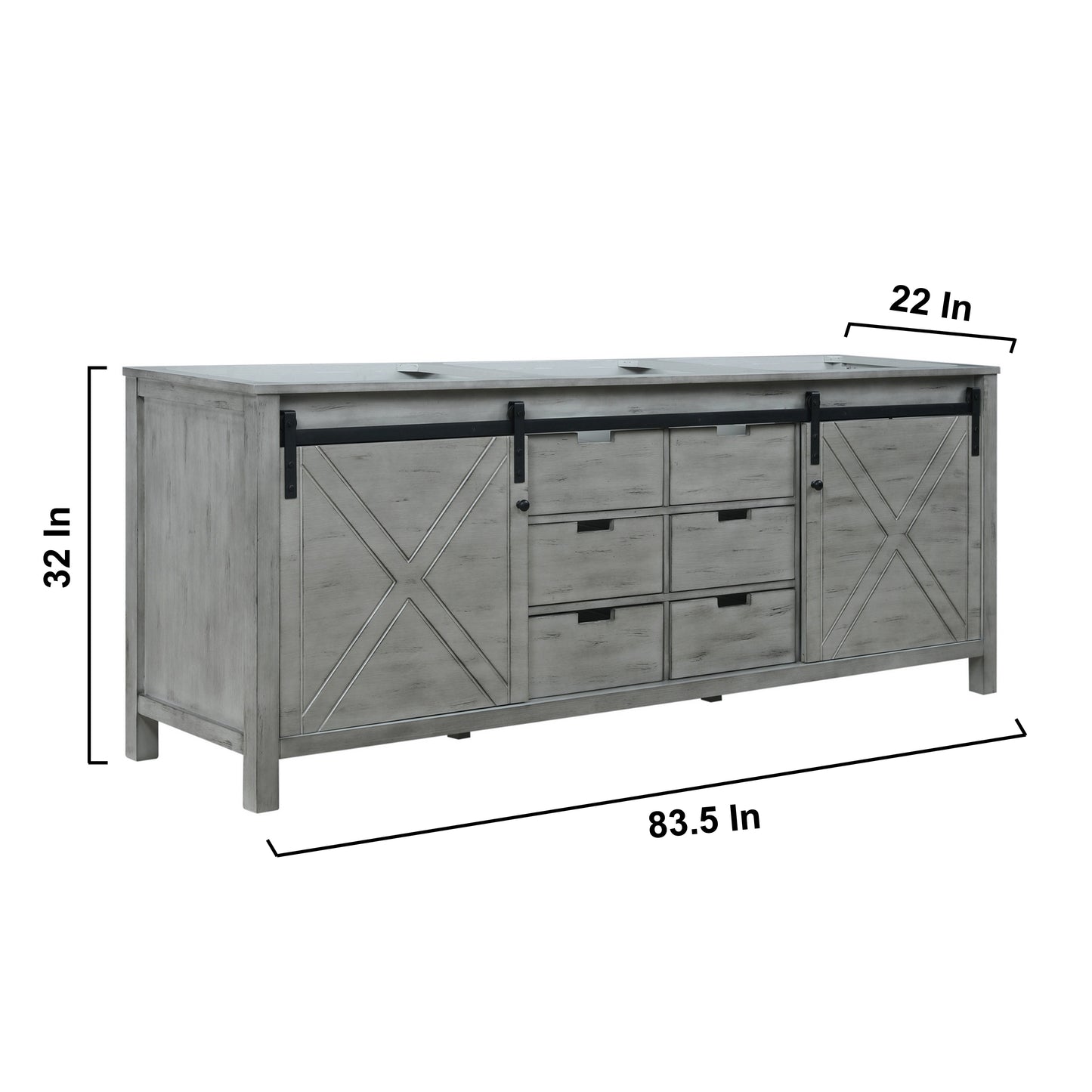 Marsyas 84" Ash Grey Vanity Cabinet Only