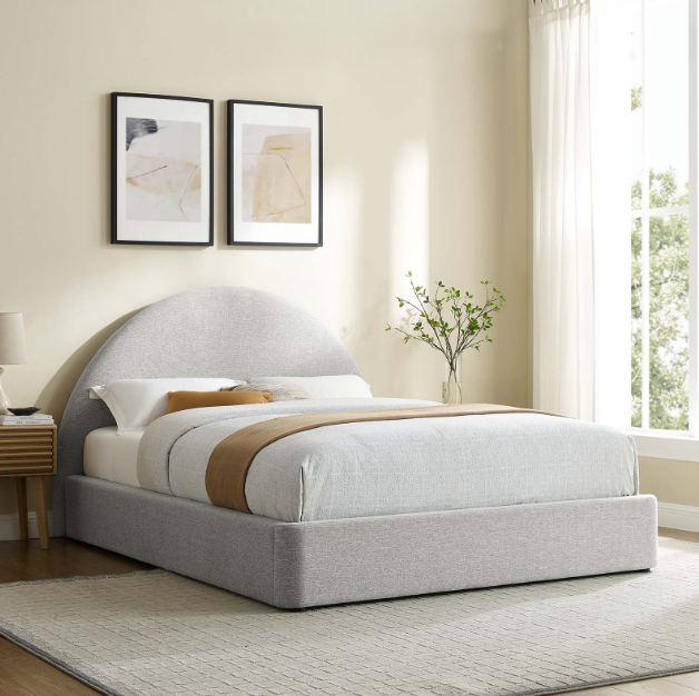 Resort Upholstered Fabric Arched Round Platform Bed