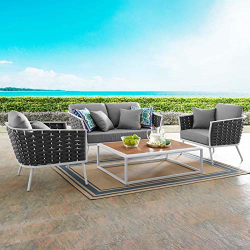 Modway Stance Outdoor Patio Woven Rope Aluminum Patio Sectional Sofa Set