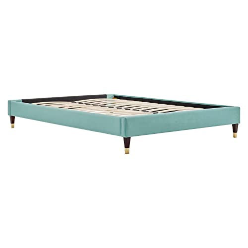 Modway Harlow 57.5" Full Performance Velvet Platform Bed Frame in Mint Green