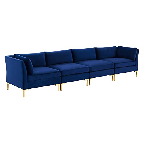 Modway Ardent Performance Velvet, 4-Seater Sofa, Navy