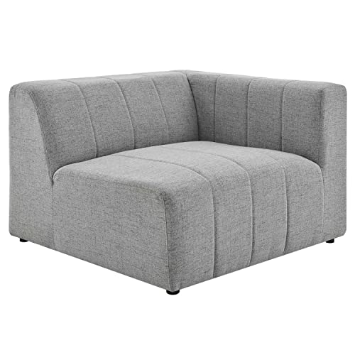 Modway Bartlett Channel Tufted Upholstered Sectional Sofa Right-Arm Chair in Light Gray