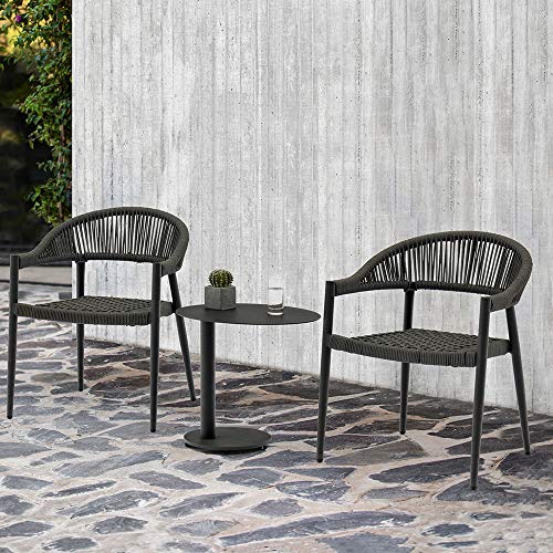Whiteline Modern Living ST1608-GRY Colton Contemporary Indoor/Outdoor in Grey Aluminum Top and Steel Base Side Table, Gray