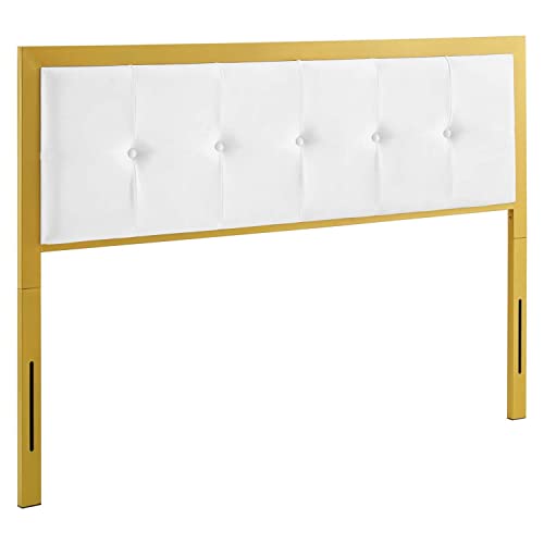 Modway MOD-6177 Teagan Tufted Performance Velvet Queen Headboard in Gold White