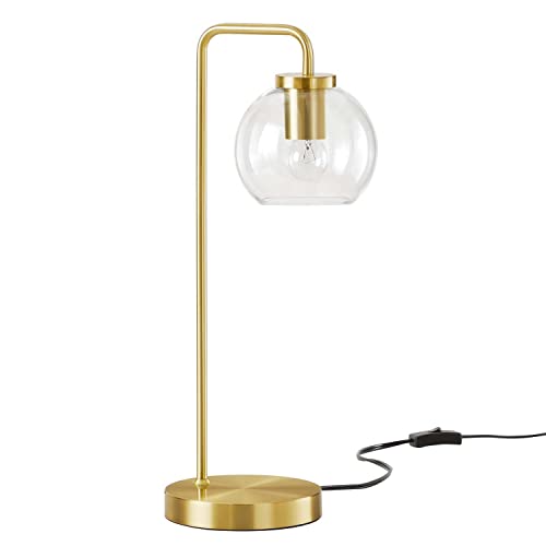 Modway Silo Globe Glass PVC and Metal Table Lamp in Satin Brass