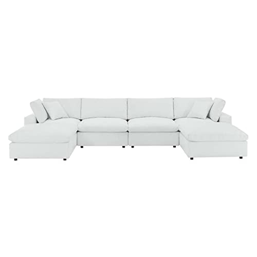 Modway Commix Sectional Sofa, 6-Piece Set, White