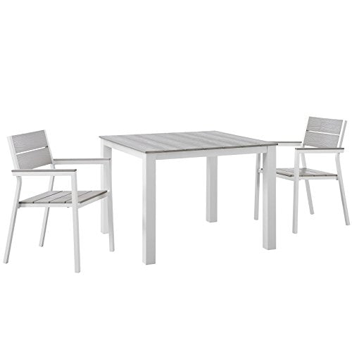 LexMod Modway Maine Aluminum Dining Table and Chair Outdoor Patio Set