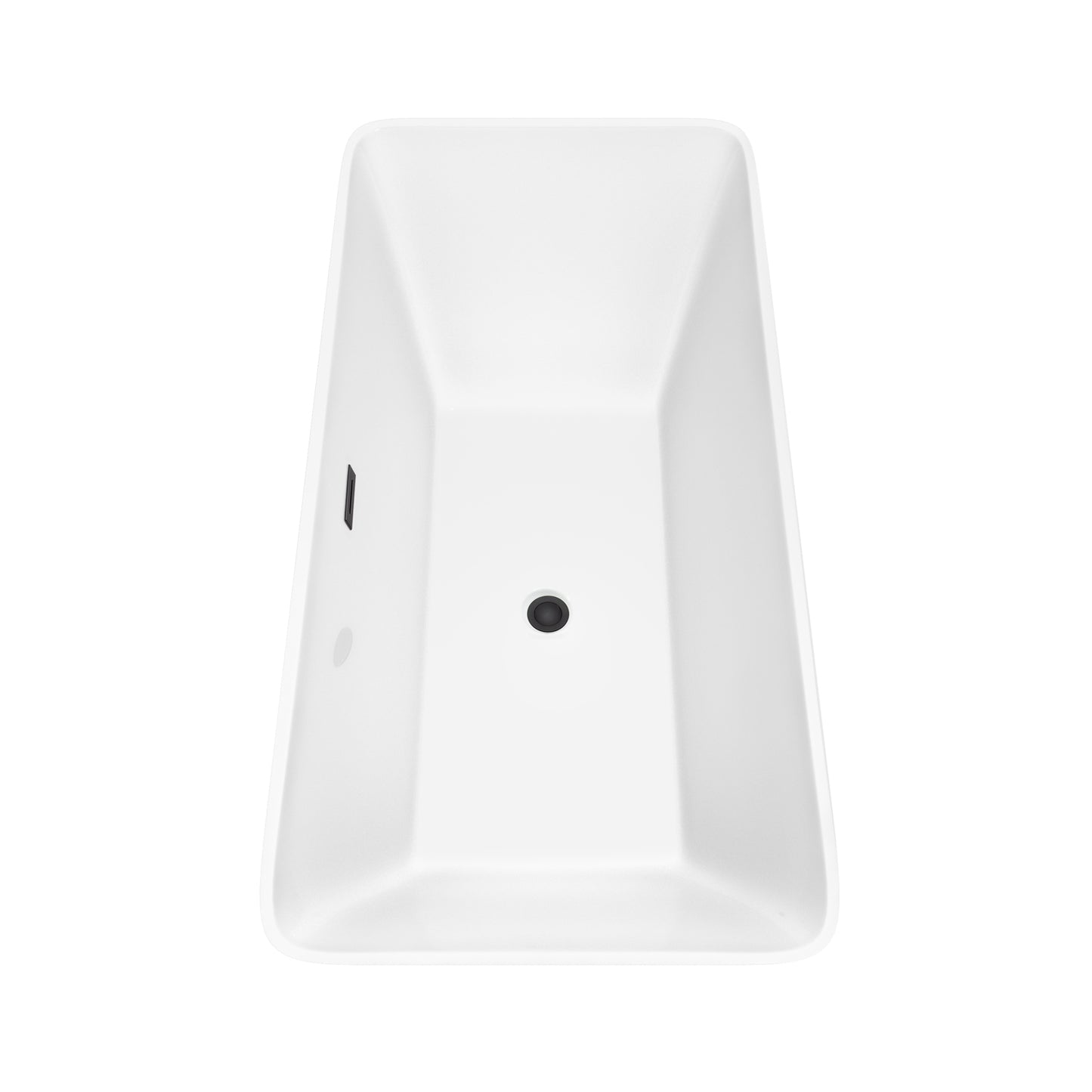 Tiffany 67 Inch Freestanding Bathtub in White with Floor Mounted Faucet, Drain and Overflow Trim in Matte Black