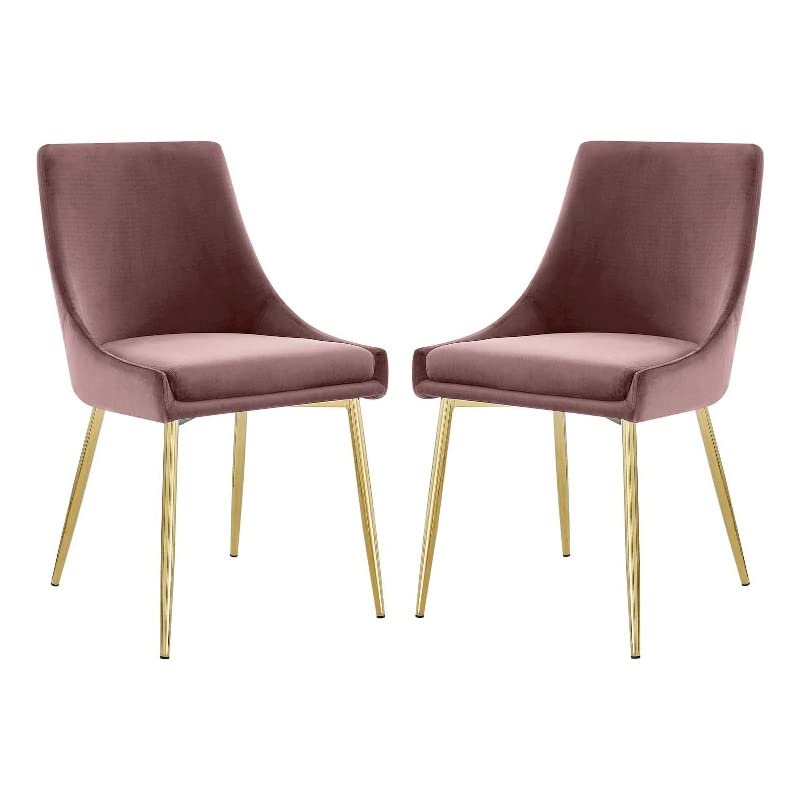 Modway Viscount Performance Velvet Upholstered Side Dining Chairs Set of 2