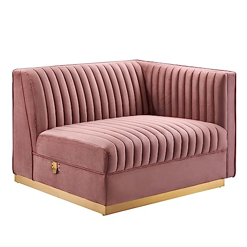 Modway Sanguine Velvet and Stainless Steel Right-Arm Chair in Dusty Rose
