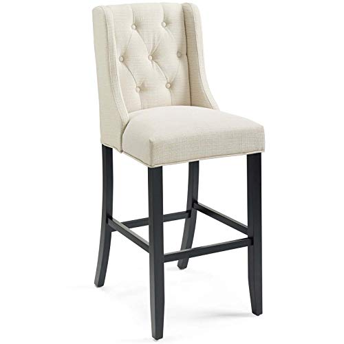 Modway Baronet Tufted Button Upholstered Fabric Counter Stool, Beige