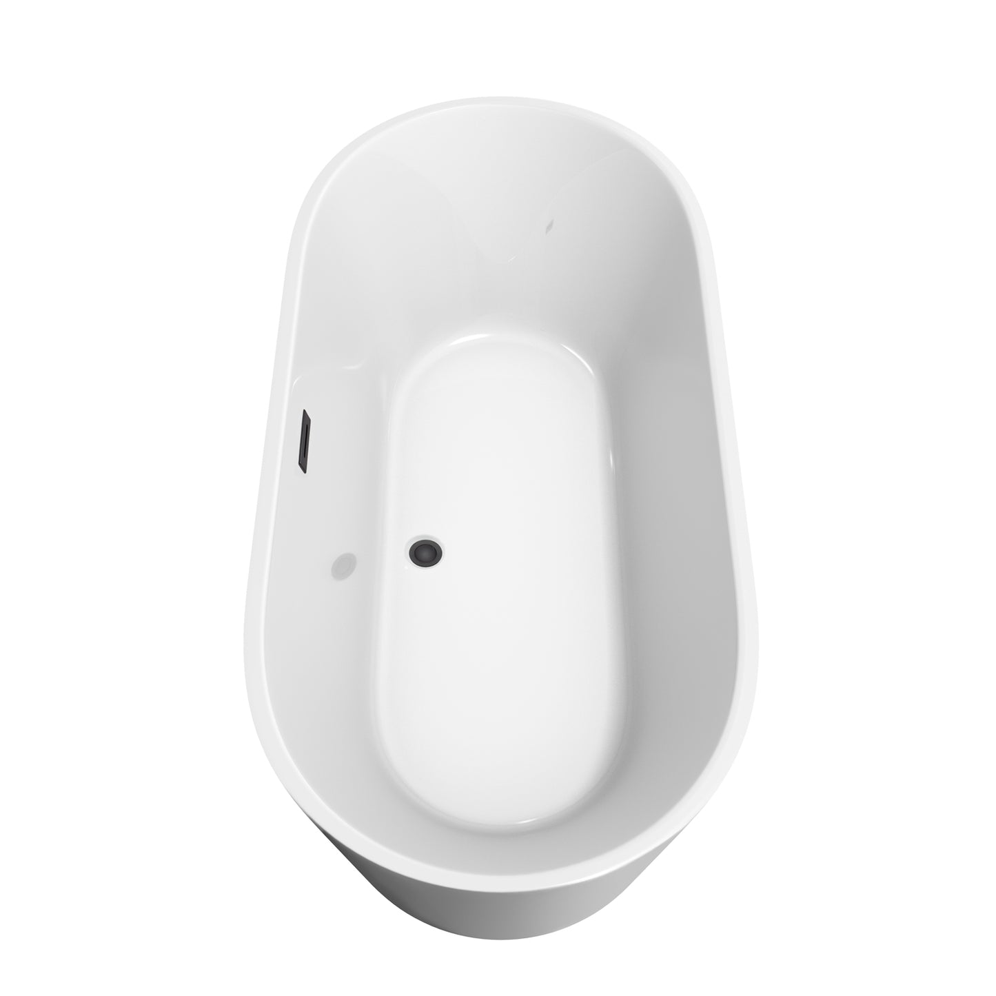 Carissa 67 Inch Freestanding Bathtub in White with Floor Mounted Faucet, Drain and Overflow Trim in Matte Black