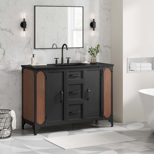 Modway Steamforge 48" Single Sink Bathroom Vanity in Black Black