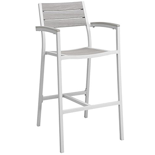 Modway Maine Dining Outdoor Patio Armchair in White Light Gray