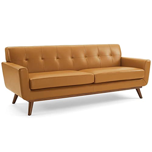Modway EEI-3734-GRY Engage Top-Grain Leather Living Room Lounge Accent Armchair