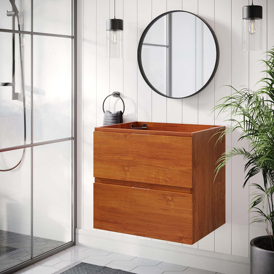 Modway Scenic 24" Wall-Mount Bathroom Vanity Cabinet (Sink Basin Not Included) in Cherry Walnut