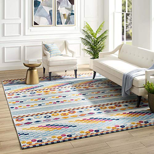 Modway Reflect Vintage Abstract Geometric Lattice Indoor and Outdoor Area Rug ft x 8