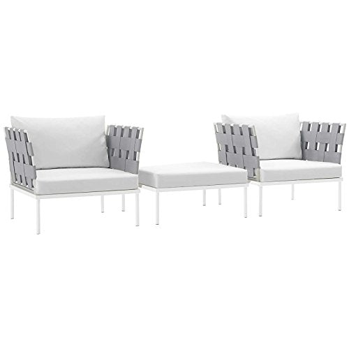 Modway EEI-2618-WHI-BEI-SET Harmony Outdoor Patio Aluminum Sectional Sofa Set