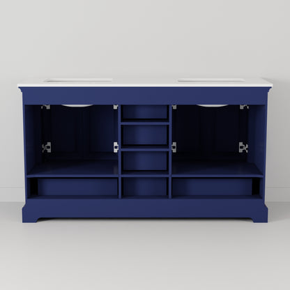 Lexora Dukes 60 in. Navy Blue Double Sink Bath Vanity