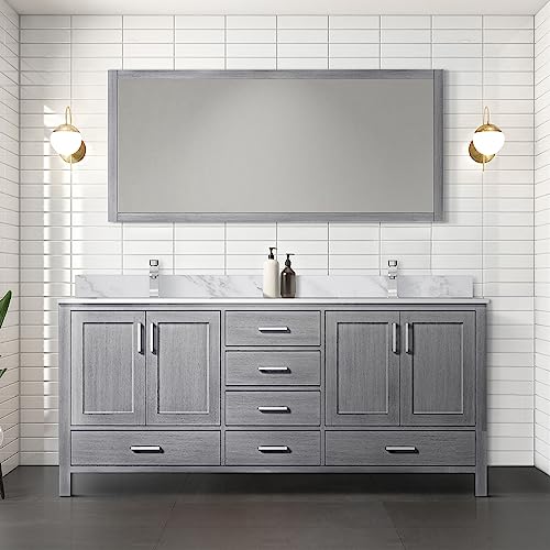 Lexora Jacques Bath Vanity, Carrara Marble Top, and Faucet Set