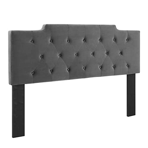 Modway Juliet Tufted Performance Velvet Twin Headboard in Charcoal