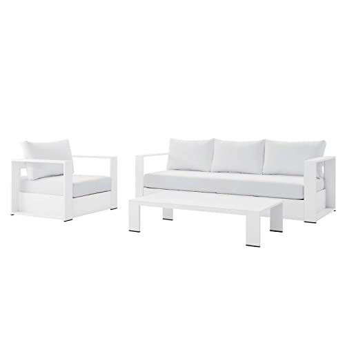 Modway Tahoe 3-Piece Fabric/Powder-Coated Aluminum Outdoor Set in White