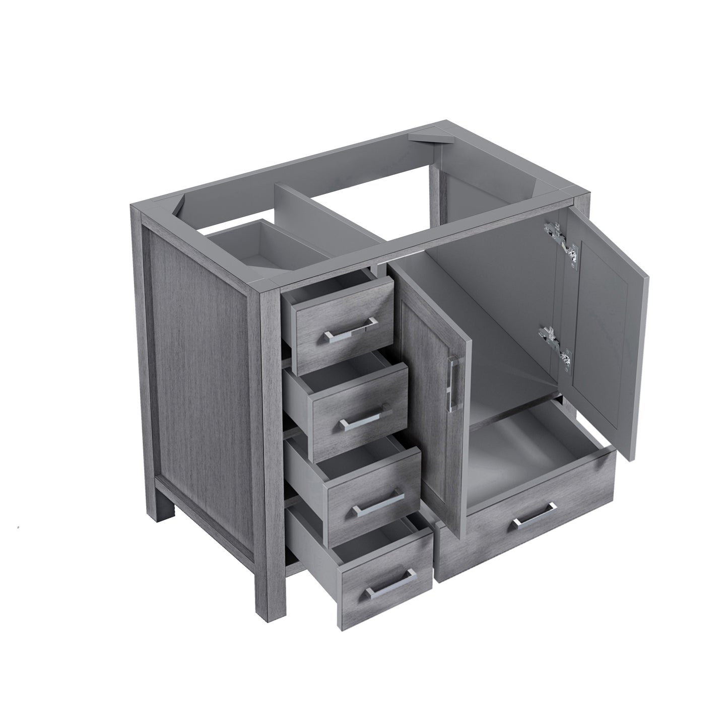 Jacques 36" Distressed Grey Vanity Cabinet Only - Right Version