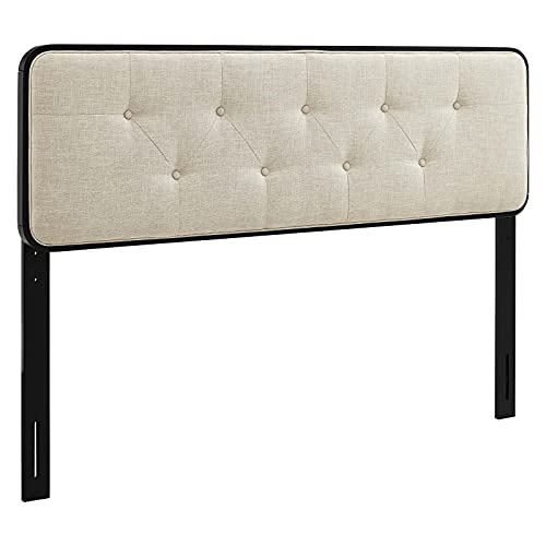 Modway Collins Tufted Fabric and Wood Queen Headboard in Black Beige