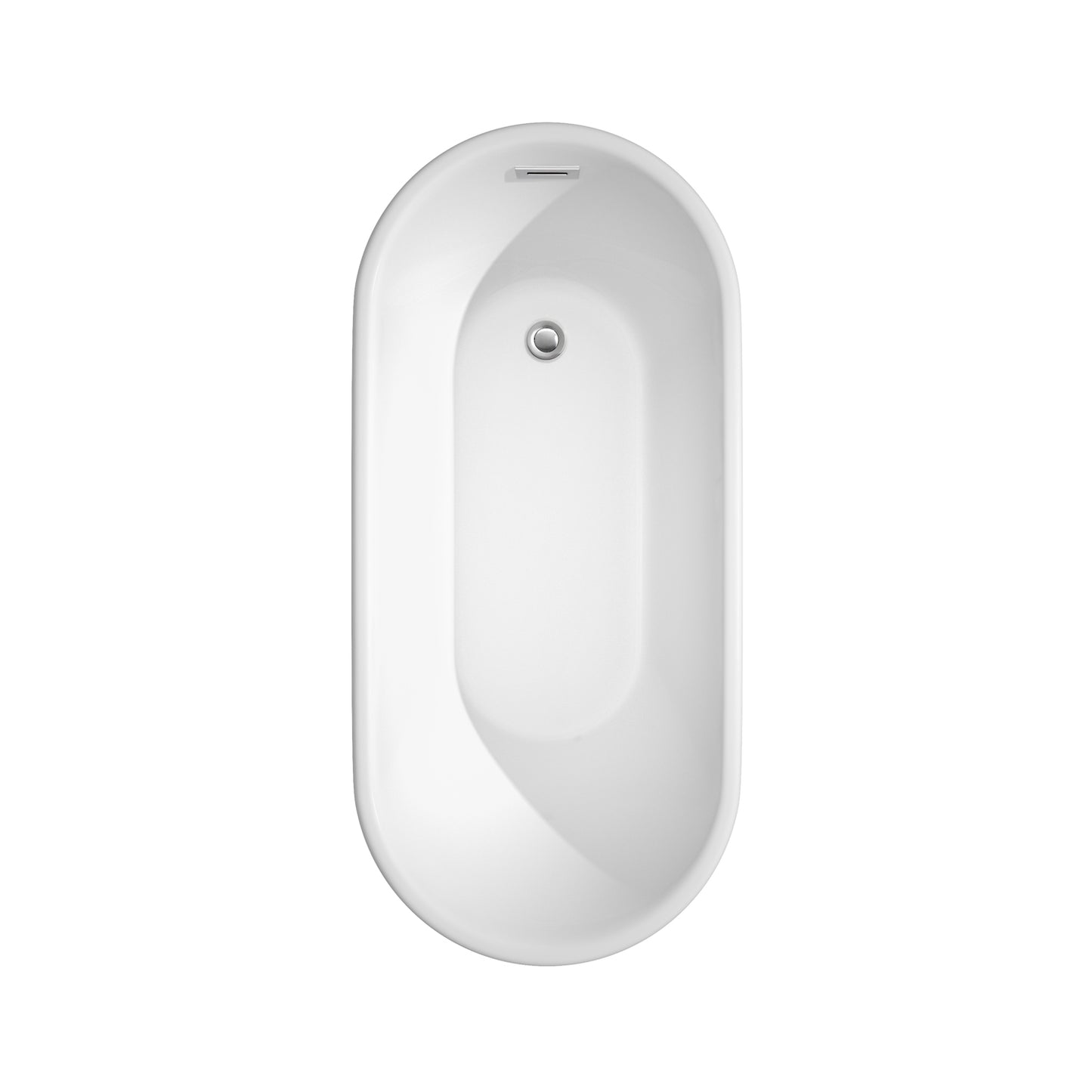 Ursula 59 Inch Freestanding Bathtub in White with Floor Mounted Faucet, Drain and Overflow Trim in Polished Chrome