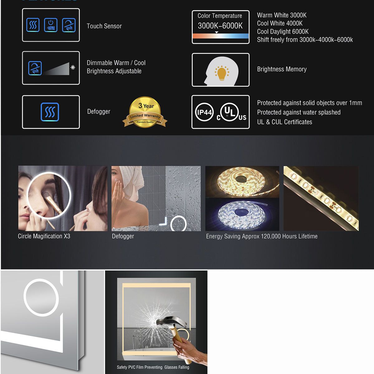 24" LED Mirror Kenny Series Final Sale