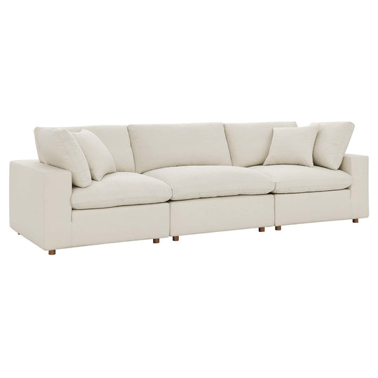 Modway Commix Down Filled Overstuffed 3 Piece Sectional Sofa Set, Multiple Colors