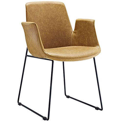 Modway Aloft Dining Leather Armchair in Brown