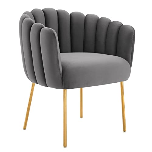 Modway Sanna Channel Tufted Performance Velvet Armchair with Gray EEI-5024-GRY