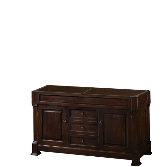 Andover 60 Inch Double Bathroom Vanity in Dark Cherry, No Countertop, No Sink, and No Mirror