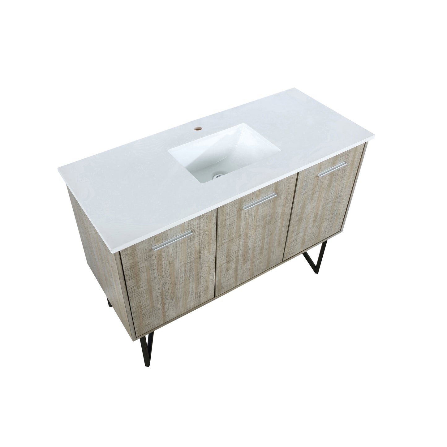 Lancy 48" Rustic Acacia Bathroom Vanity, White Quartz Top, and White Square Sink