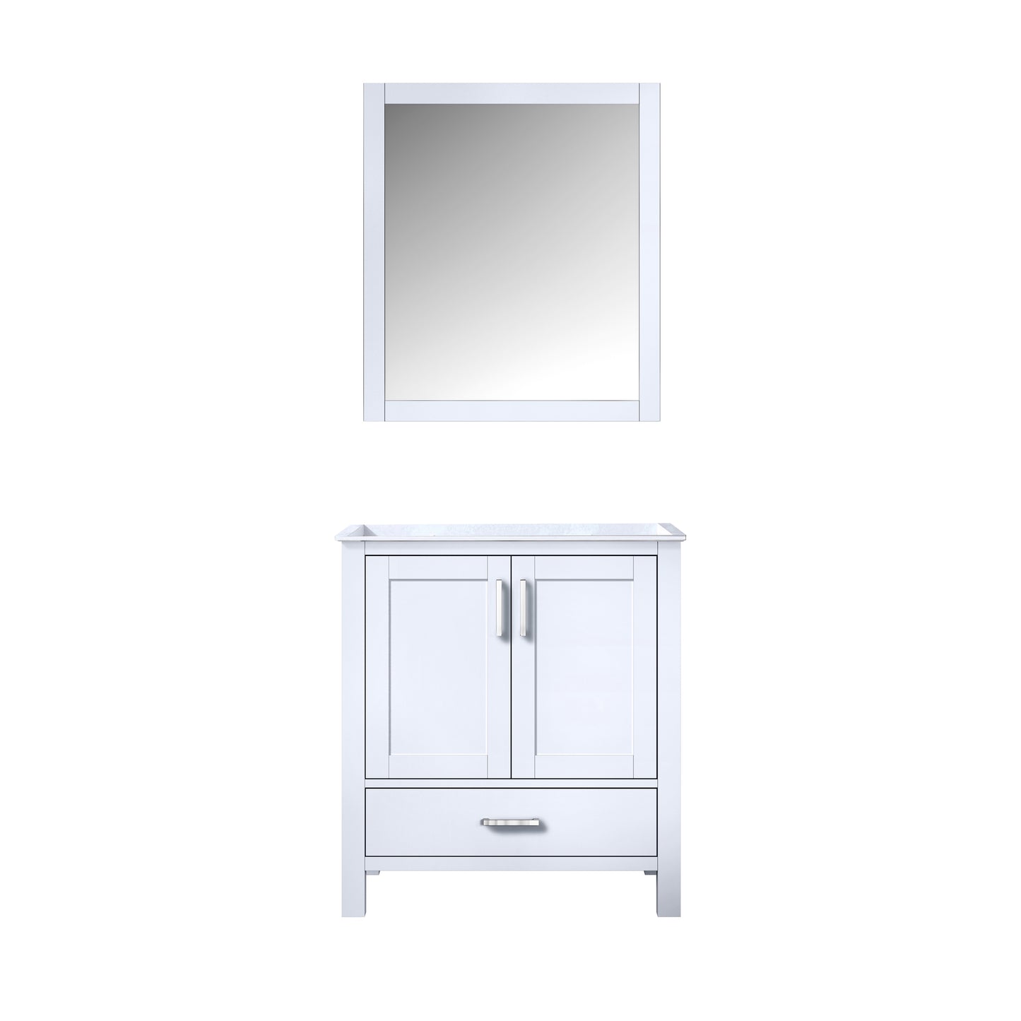 Jacques 30" White Single Vanity White, no Top and 28" Mirror