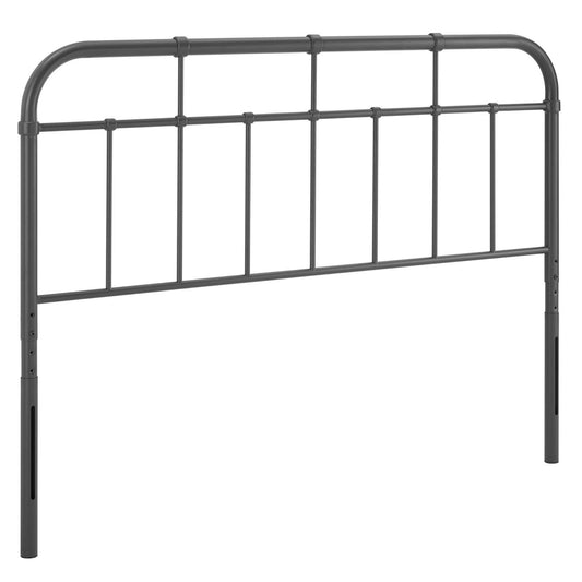 Modway Alessia Modern Farmhouse Queen Metal Spindle Headboard in Gray