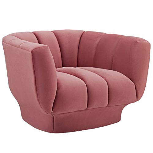 Modway Entertain Vertical Channel Tufted Performance Velvet Accent Lounge Armchair in Gray