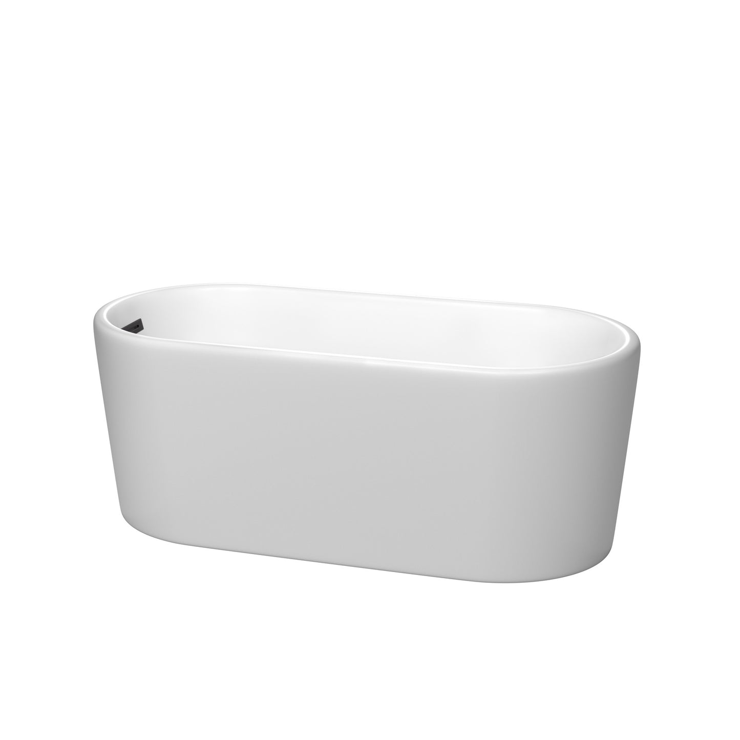Ursula 59 Inch Freestanding Bathtub in Matte White with Matte Black Drain and Overflow Trim