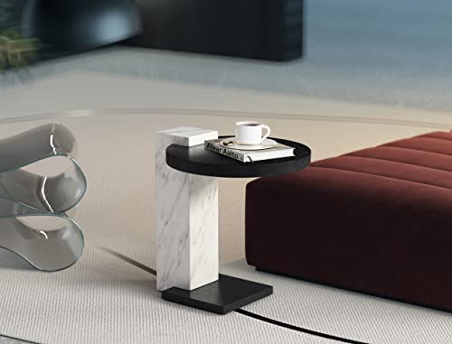 Whiteline Modern Living Mabel Side End Table, White/Black