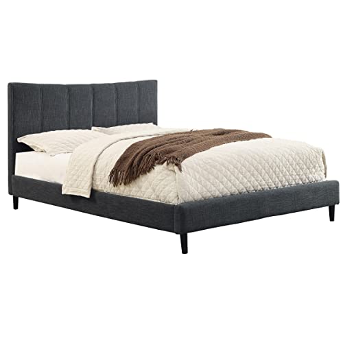 WHI Upholstered Queen Bed, Grey Platform